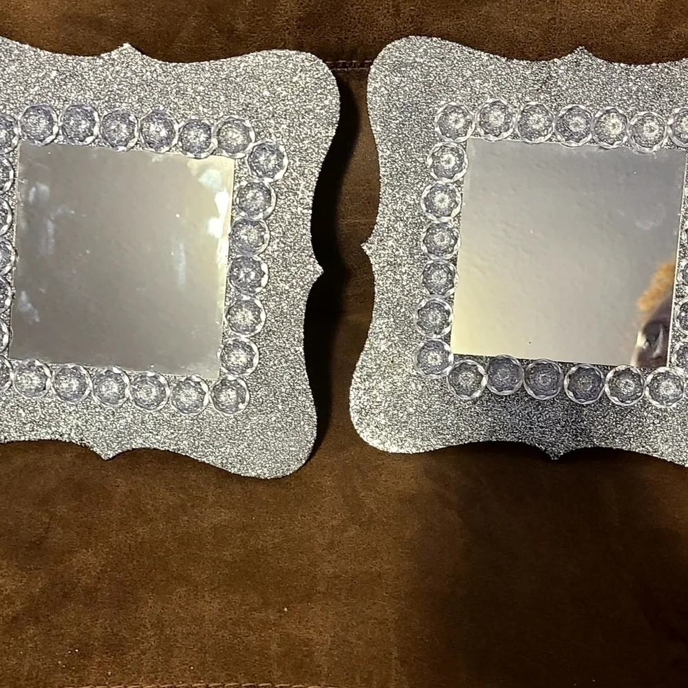Silver Glitter Mirror Set